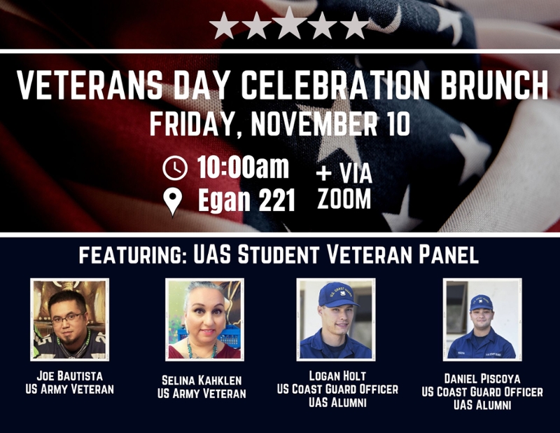 flyer with information about Veterans Day event
